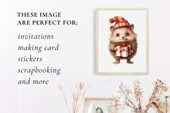 Cute Christmas Hedgehog Clipart, Hedgehog sublimation Product Image 3