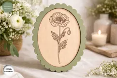 Scalloped Flower Poppy Frame Laser Cut | Floral Sign Product Image 1