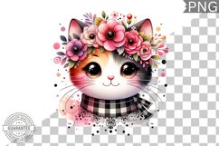 Cat With Flowers Sublimation - Clipart PNG Design Product Image 1