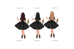 Birthday Girl Clipart Black Dress | Fashion Woman Champagne Product Image 8