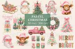 Christmas PNG Bundle, Pink Christmas Clipart, Cute Santa Png Product Image 1