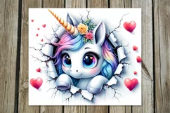 Valentine animals | 4 unicorn Skinny tumbler designs Product Image 5
