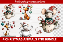 4 Christmas Animals PNG | Cute Festive Wildlife Clipart Product Image 1