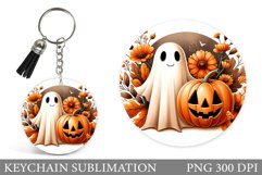 Cute Ghost Keychain Design. Halloween Keychain Sublimation Product Image 1