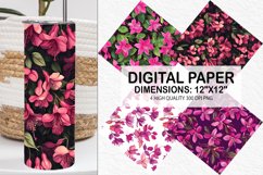 Fuchsia Flowers Pattern Digital Paper- Flowers Background Product Image 1