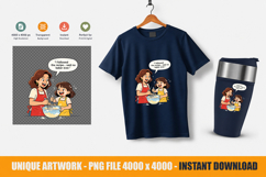 Mom and Daughter Baking Kitchen PNG Vector Product Image 1