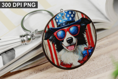 4Th Of July Dog Keychain Sublimation - Round Keychain PNG Product Image 1