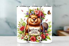 Beaver Spring Tumbler Wrap Sublimation PNG Design Product Image 1