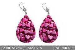 3D Hearts Earring. Hearts Teardrop Earring Sublimation Product Image 1