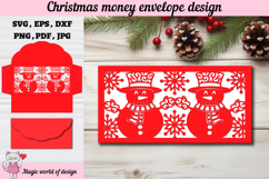 Christmas snowman Money Envelope svg, Papercut Gift Card Product Image 1