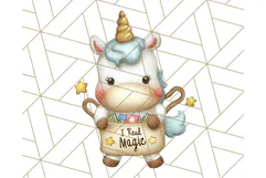 Magical Bookish Unicorn PNG Clipart Reading Books & Stories Product Image 5