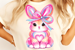 Bunny Coquette Bow PNG, Brushstroke bunny easter PNG, Bunny Product Image 2
