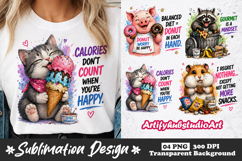 Funny Animal Sublimation PNG Designs | Cute Food Lover Quote Product Image 1