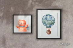 Hot air balloons watercolor with animals, baby art Product Image 11