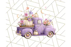 Vintage Truck Pumpkin and Fall Flowers PNG Clipart, Autumn Product Image 5