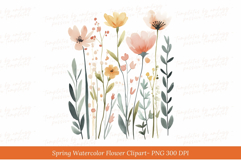 Watercolor Floral Meadow Clipart, Hand-Drawn Botanical png Product Image 1