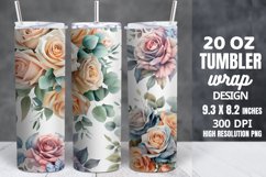 Watercolor Roses Pastel Flowers Tumbler Wrap Product Image 1