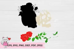 Skull with Roses Svg, Layered Svg, Sugar Skull Svg Product Image 4
