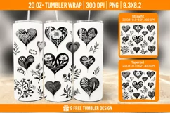 3D Cute Heart Tumbler Wrap Designs, Sublimation Wrap Product Image 1