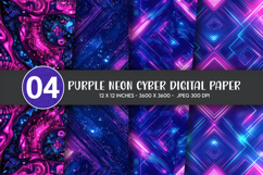 Purple Neon Cyber Digital Paper Product Image 1