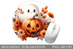 Cute Ghost Mouse Pad Design. Cute Ghost Sublimation Product Image 1