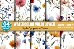 Watercolor Wildflower Digital Background Paper PNG Product Image 1