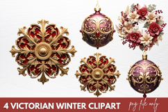 Victorian Winter Clipart Sublimation PNG, Victorian Clipart Product Image 1