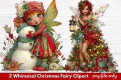 2 Whimsical Christmas Fairy Clipart | Cute Holiday Fairy PNG Product Image 1