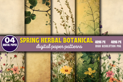 Spring Herbal Botanical Digital Paper Bundle PNG Product Image 10