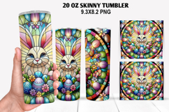 Bunny Skinny Tumbler 20oz Wrap Design, Easter Tumbler PNG Product Image 1