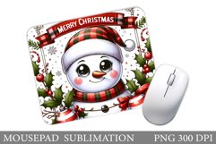 Snowman Mouse Pad Design. Christmas Mouse Pad Sublimation Product Image 1