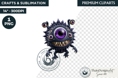 Halloween Little Monster Clipart Png, Spooky Cute Fantasy Product Image 1