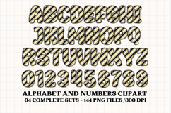 Black and Gold Alphabet png clipart, gold letters doodle Product Image 3