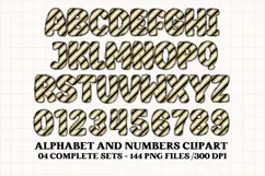 Black and Gold Alphabet png clipart, gold letters doodle Product Image 3