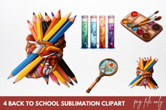 Watercolor Back To School Sublimation Clipart Product Image 1