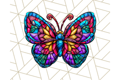 Stained Glass Hearts and Butterflies Clipart PNG Product Image 5