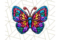 Stained Glass Hearts and Butterflies Clipart PNG Product Image 5