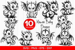 Kawaii Baby Dragon Clipart SVG PNG Product Image 1