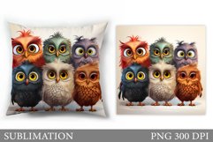 Funny Owl Sublimation. Funny Owls Pillow Sublimation Product Image 1