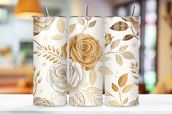 Golden Rose Seamless Tumbler Wrap, Metallic Gold and Ivory Product Image 3