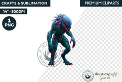 Halloween Acid Monster Clipart PNG Neon Fantasy Character Product Image 1