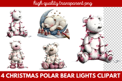 Christmas Polar Bear Lights Clipart | Cute Holiday Bear PNG Product Image 1