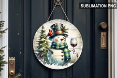 Blue Plaid Snowman Round Sign | Round Sublimation Design PNG Product Image 1