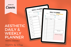 Cute Daily &amp; Weekly Planner Template for Canva | Pastel Product Image 1