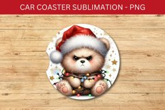 rounded car coaster - grumpy baby bear Product Image 1