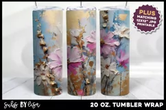Painted Flowers Printable Wall Art PLUS 20 oz Tumbler Wrap Product Image 2
