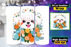 Dog &amp; Flower Tumbler Sublimation, 20 oz Skinny Tumbler Wrap Product Image 1