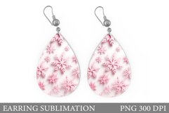 Pink Snowflakes Earring. Winter Teardrop Earring Sulimation Product Image 1