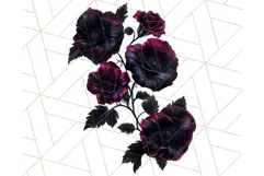 Gothic Floral PNG, Dark Aesthetic Flowers Clipart Print Product Image 5