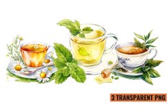 Watercolor Herbal Tea Clipart, PNG Product Image 1